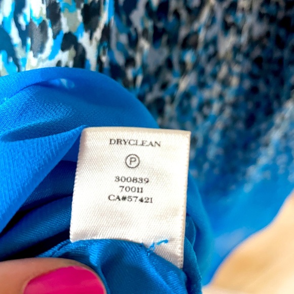 Ann Taylor Blue Green Animal Print Sleeveless Dress Sz 4 V Neck - Picture 6 of 7